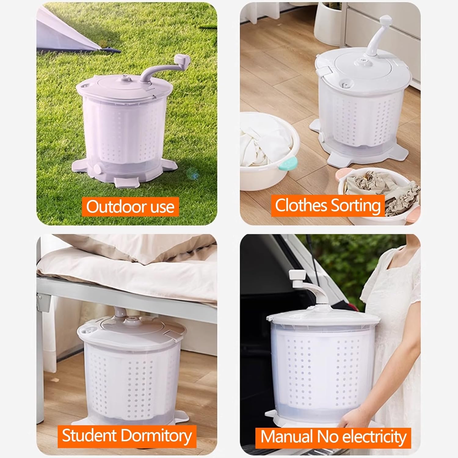 Generic Manual Washing Machine Nonelectric Portable Hand-cranked Manual Clothes Non-electric Washing Machine, Mini Travel Outdoor Washing, for Dormitory Apartment Camping