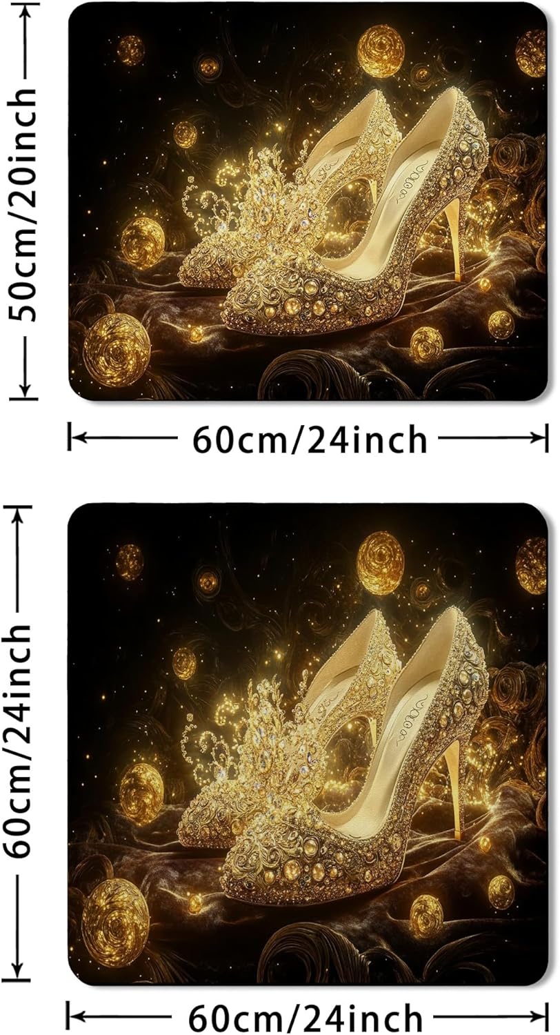 Elegant Gold Washer Dryer Top Protector Mat, Luxurious Jewel Pattern Laundry Machine Dust Covers, Opulent Rubber Anti-slip Waterproof Washer And Dryer Mats for Home Decor 24x24 Inch