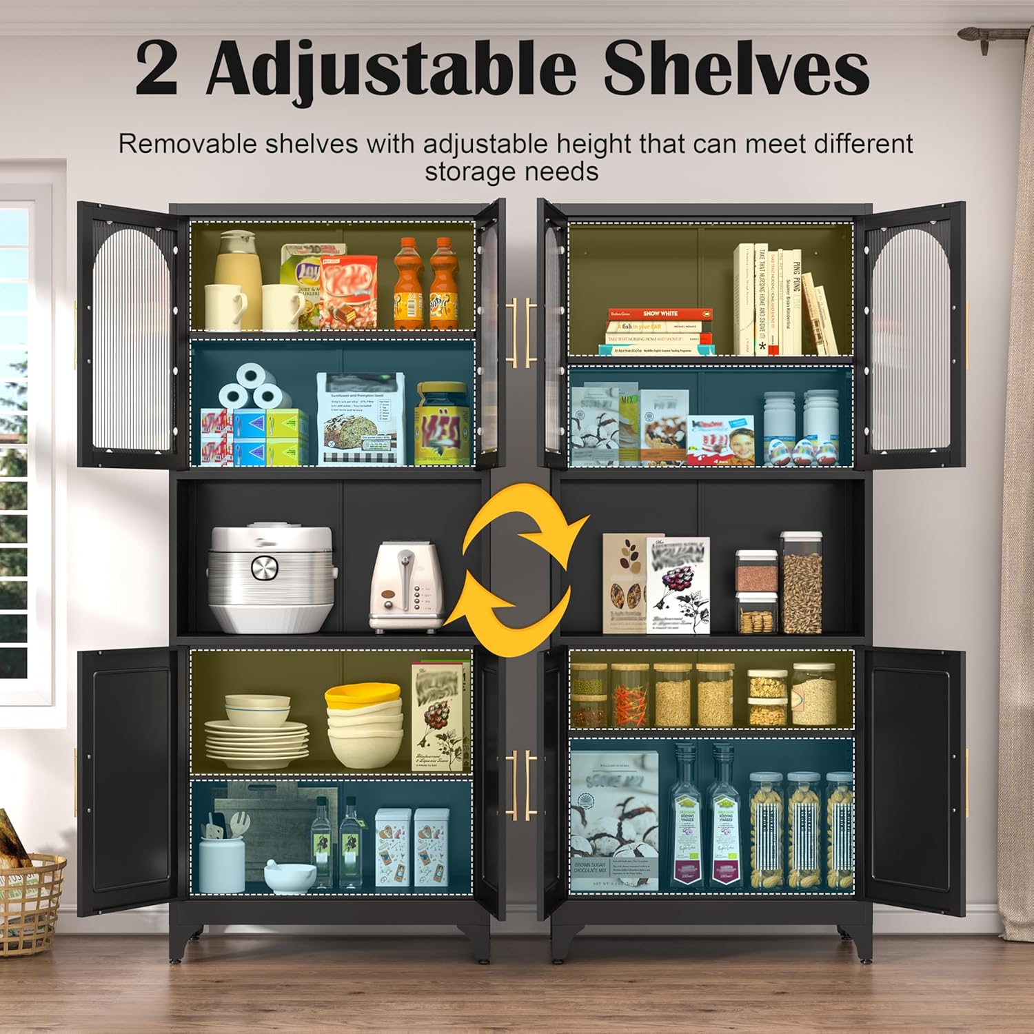 Metal Kitchen Pantry Storage Cabinet，75