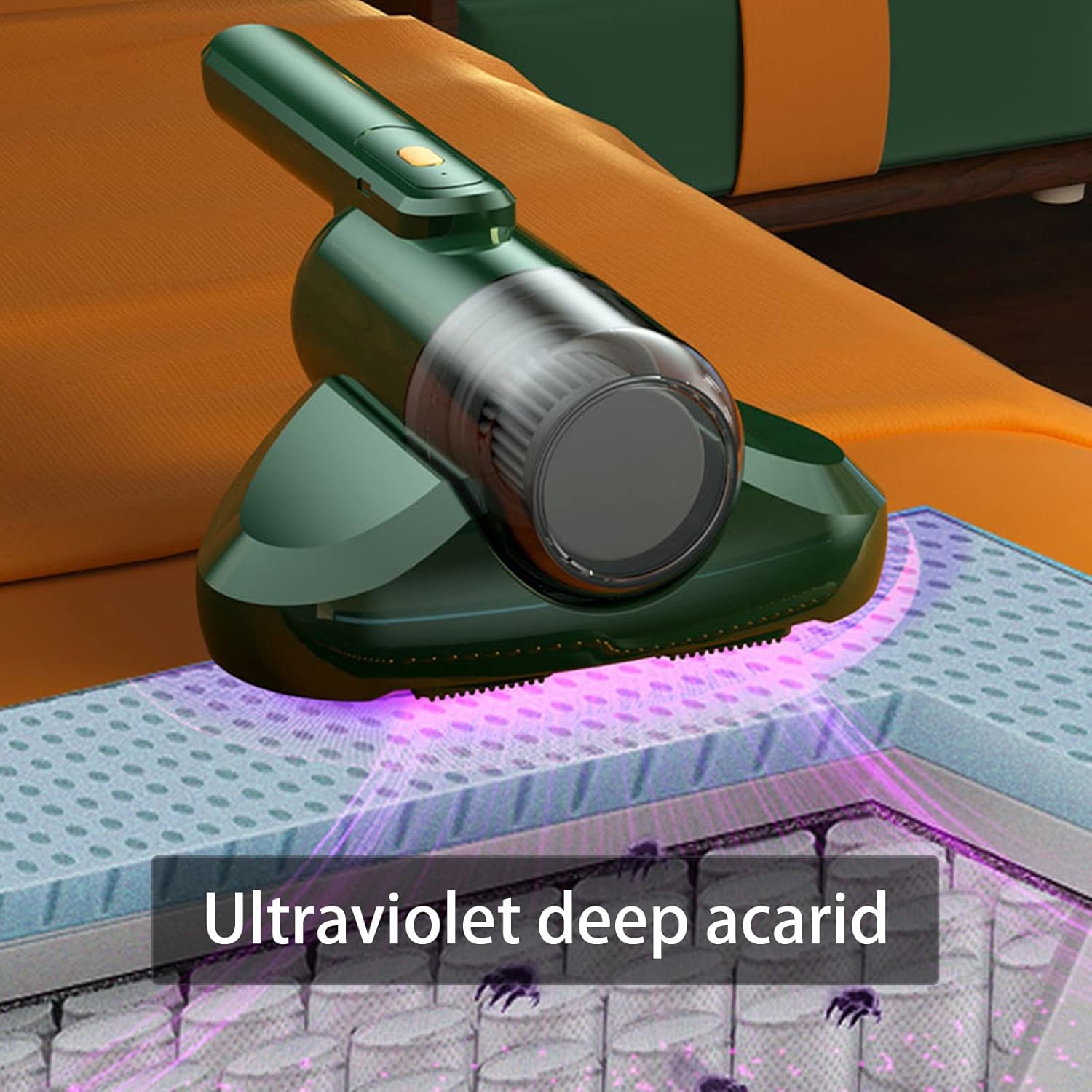 Handheld Bed Vacuum Cleaner High Power Mattress Vacuum 8,000 Per Minute Agitation, Washable Filter Great for Sofa,Mattresses,Pillows,Carpet