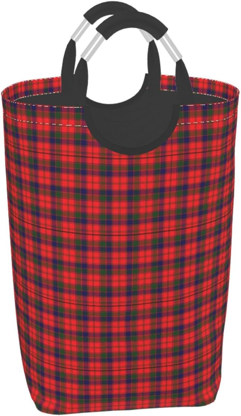 Clan Robertson Tartan 50l Collapsible Laundry Basket With Soft-Grip Handles -Foldable Clothes Hamper, Space-Saving Storage For Home, Dorm & Rv