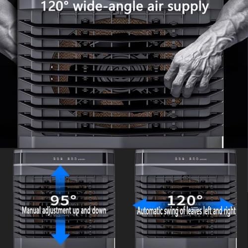 Portable Air Conditioner with 120° Oscillating Fan, 3 Speeds, 12-Hour Timer, Large Water Tank, No Hose Needed for Room/Office Cooling (120-150㎡)(67CM)