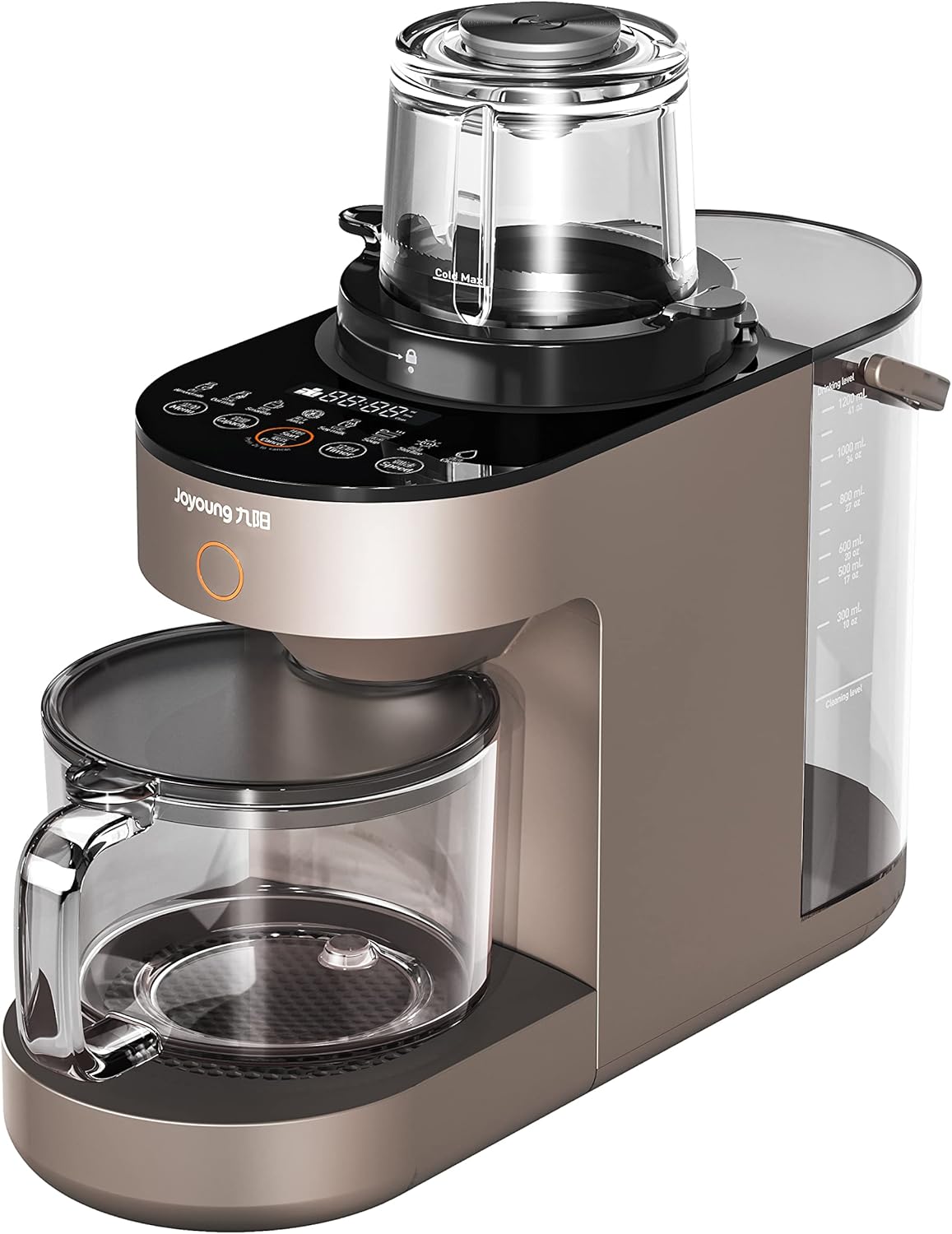 JOYOUNG Blender Fully Automatic, Soy Milk Maker, Glass Blender Cold and Hot with 8 Presets, Self-cleaning, Soup Maker, Almond Milk, Oat Milk, Shakes and Smoothies, Soy Milk. (Brown)