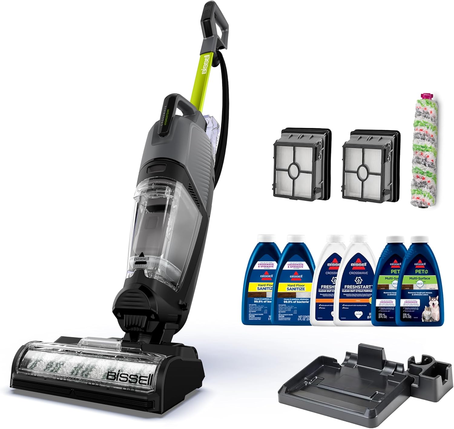 BISSELL® CrossWave® HydroSteam™ Deluxe Wet Dry Vac, Multi-Purpose Vacuum, Wash, and Steam, Formula Included, Green, 3515G