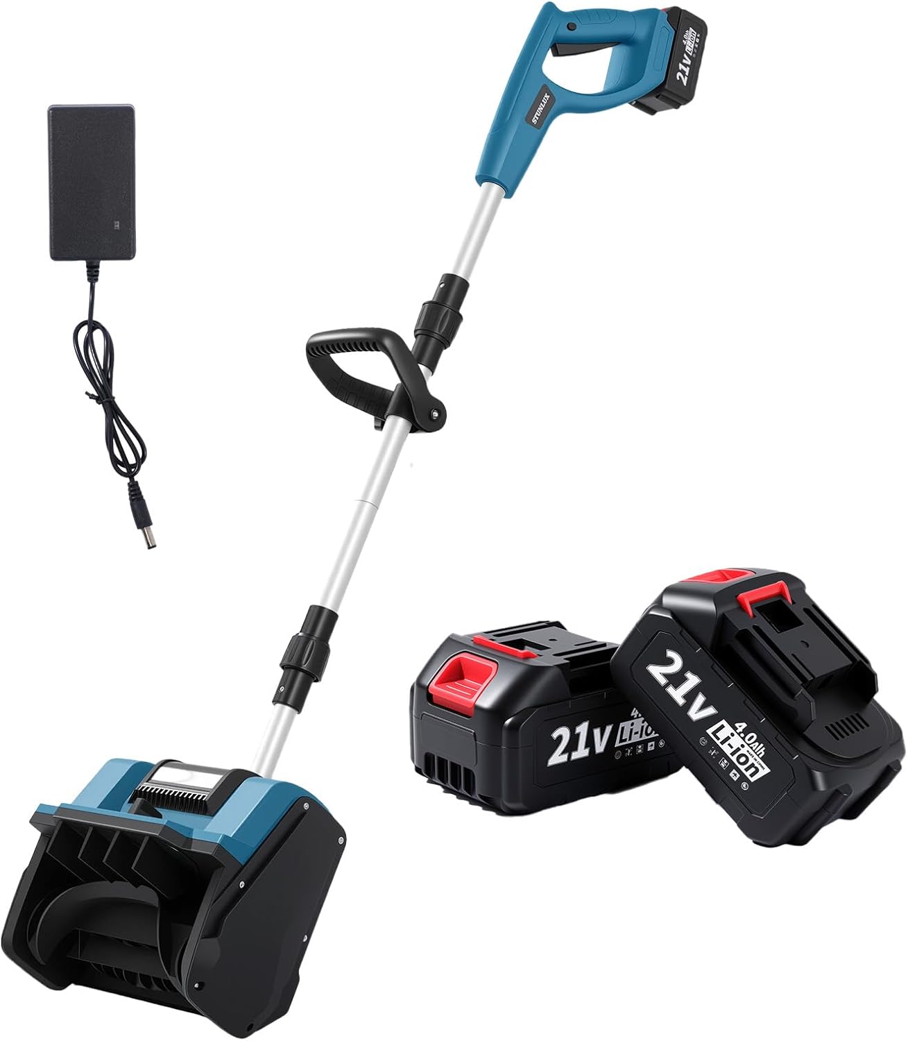 Cordless Snow Shovel, 12-Inch 4.0Ah Battery Powered Snow Thrower, 2 Battery Snow Blower with Directional Plate & Quick Charger for Deck, Patio, Pathway, Driveway