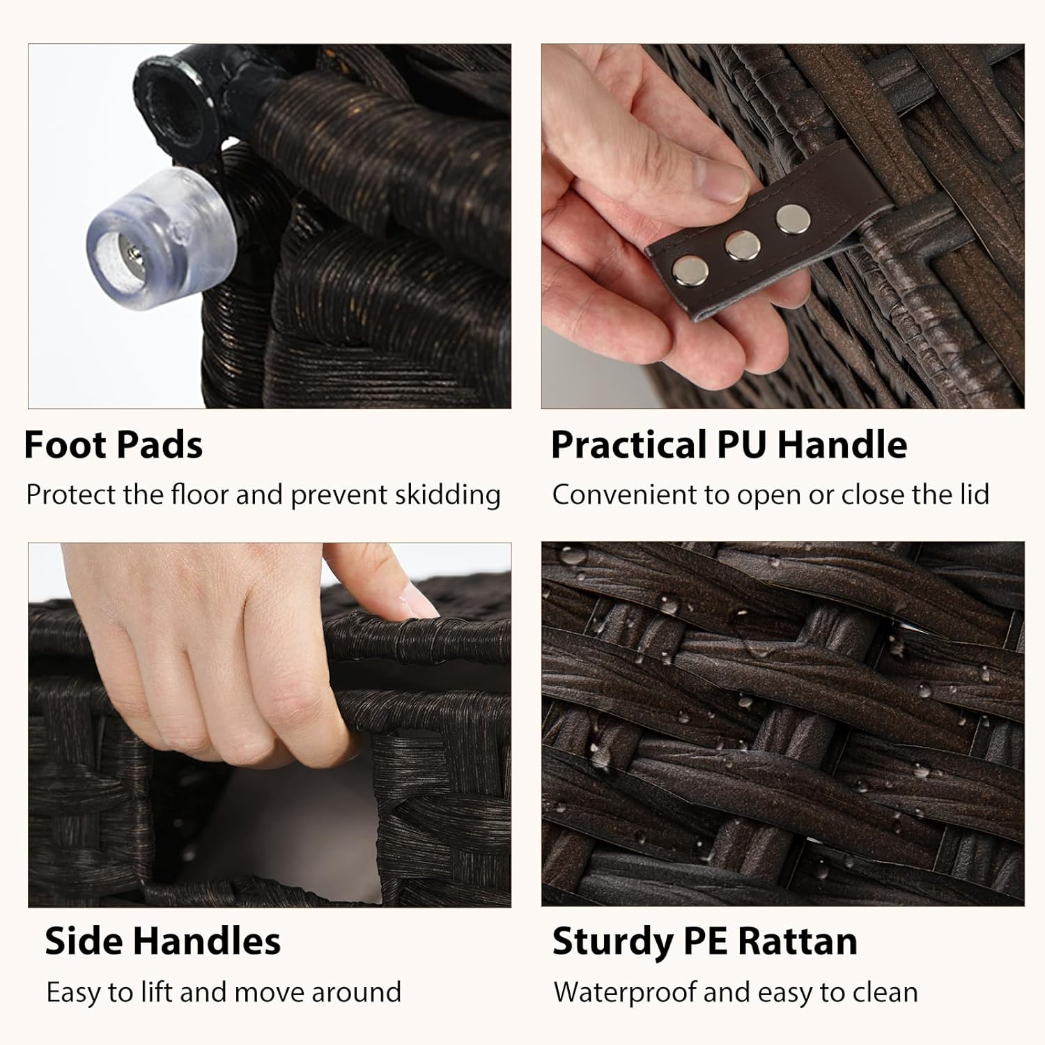 Giantex Laundry Hamper w/Wheels, 3 Section Hamper 125L w/2 Removable Liner Bags, Handwoven Rattan Divided Laundry Basket w/Lid and Handle for Laundry Sorter for Bathroom Bedroom (Brown)