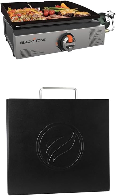 Blackstone 1971 Original 17” Tabletop Griddle with Stainless Steel Front Plate with Hard Cover, , Powder Coated Steel, Black