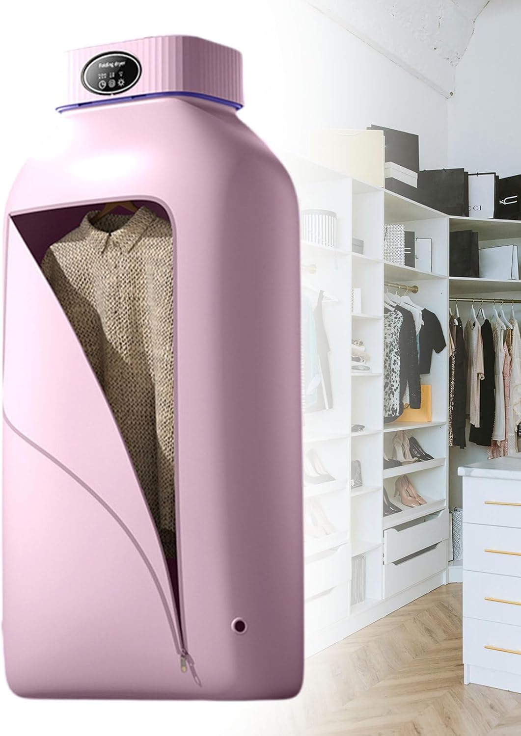 Electric Laundry Dryer, Compact Drying Machine with 1.5m Power Cord, 360° Cycle Drying Desig, Suitable for Drying Shirts, T-Shirts, Shorts, Socks - Foldable Electric Dryer,Pink