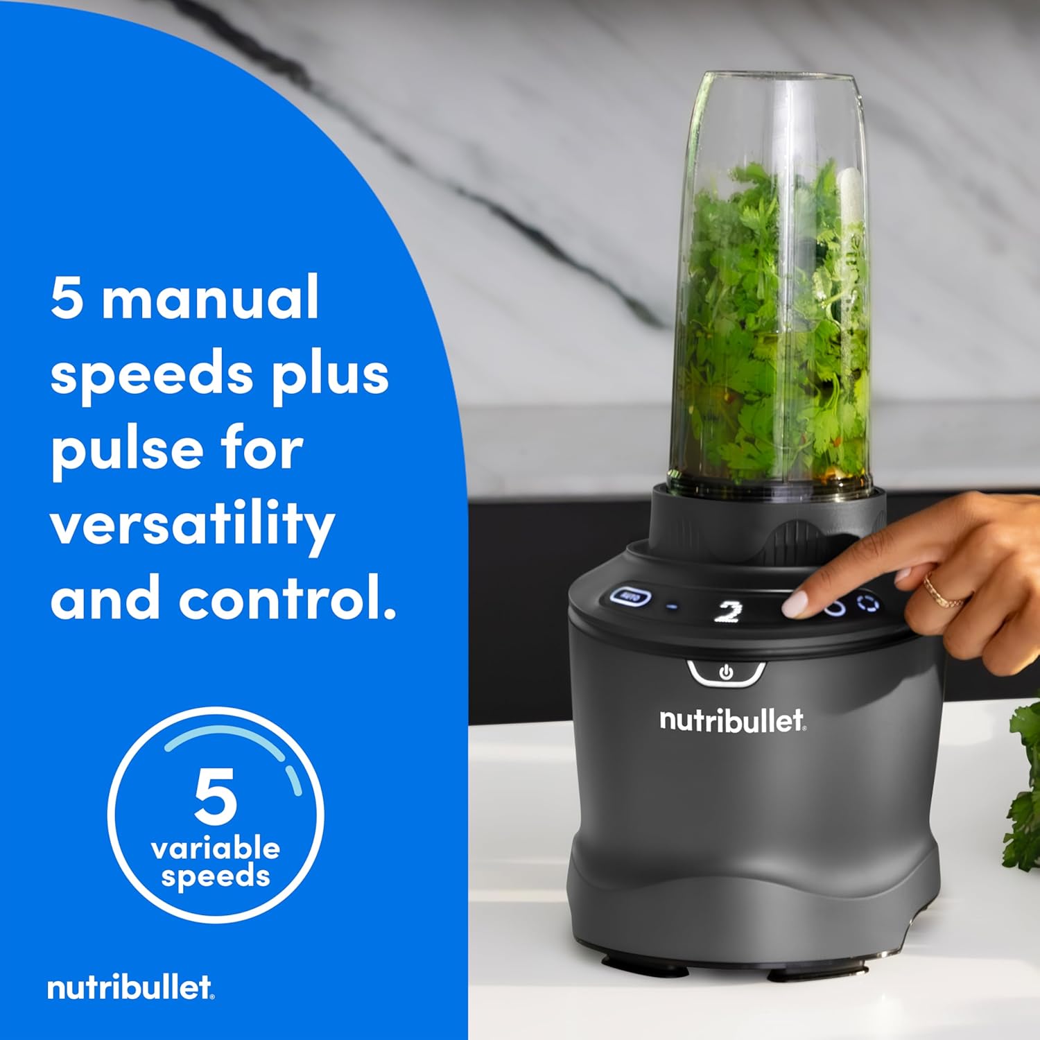 nutribullet® SmartSense Blender Combo, 1400W, 64oz Pitcher, 32oz & 24oz Cups, 5-Speed, Smoothies, Ice and Frozen Fruit, Nut Milk, Soup, Gunmetal Gray, NBF50700