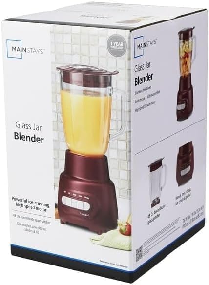 Glass Jar 5 Speed Blender With 6-Cup Jar (48Oz) Capacity, Purple Eggplant, New,5-Speed Functionality, Ice-Crushing Moto, Dishwasher-Safe Glass Jar