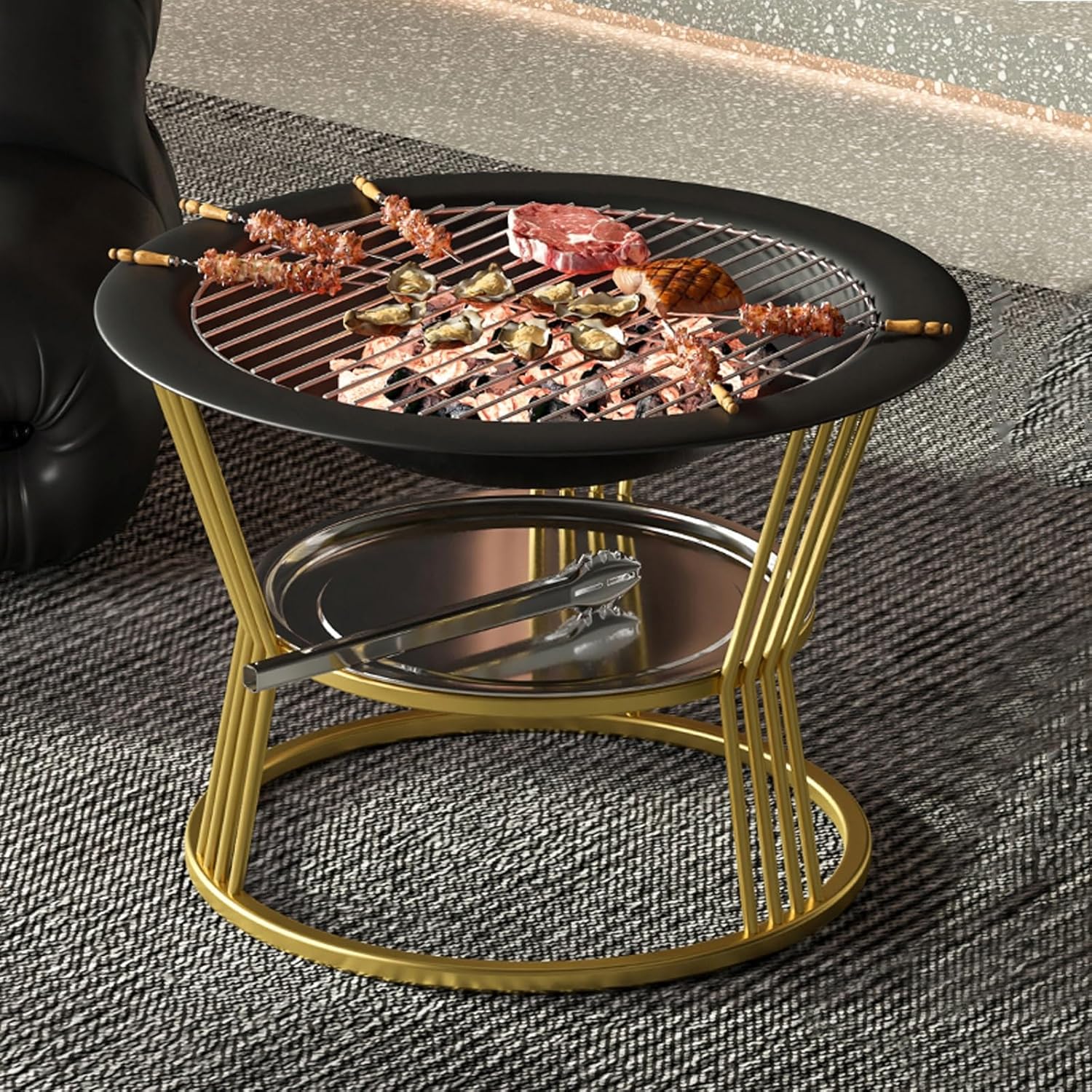 Bonfire Stove with Spark Screen, Chiminea, Fire Pits for Outside Wood Burning,Incinerator Burn Barrel, Applicable to Burning Backyard, Patio, Garden, Beaches(Black,56cm/22in)