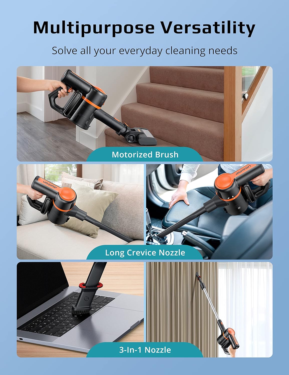 Aspiron AS-CA007 Stick Vacuums & Electric Brooms, Orange