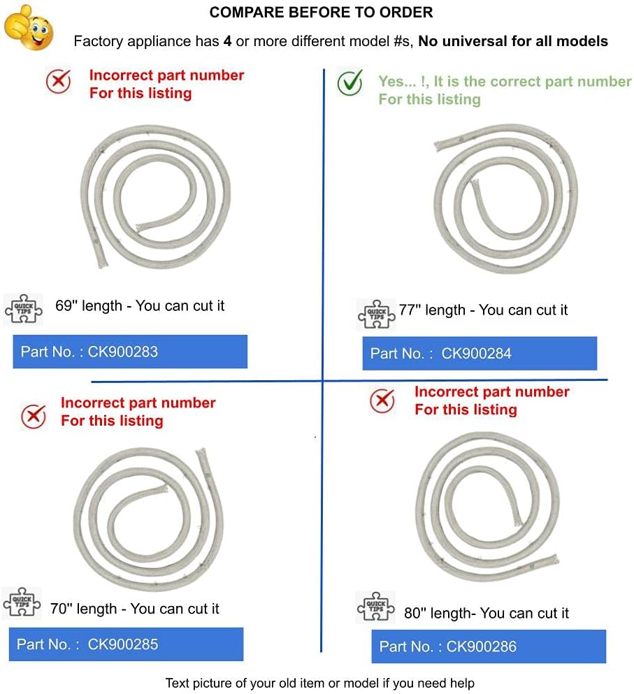 GLOB PRO SOLUTIONS 4449372 4455382 W10074200 W10160890 Oven Door Gasket 77