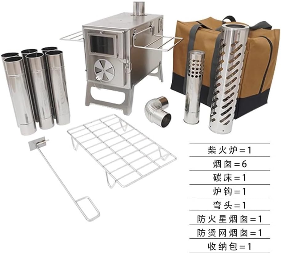 Fire Pits ﻿ Stainless Steel Wood Stove Camping Outdoor Small Heating Portable Foldable Travel Indoor and Outdoor Heating Stove Firewood stove