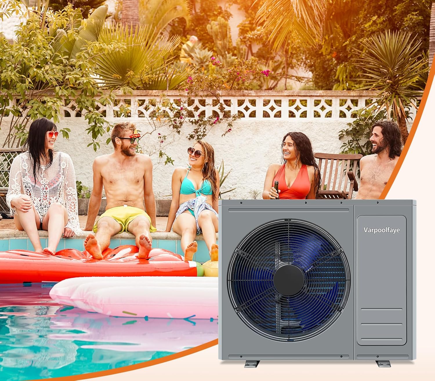 35100 BTU Electric Pool Heater for Inground Pools 10000 Gallon Swimming Pool Heat Pump Heating or Cooling WiFi Control Schedule 220V 60HZ