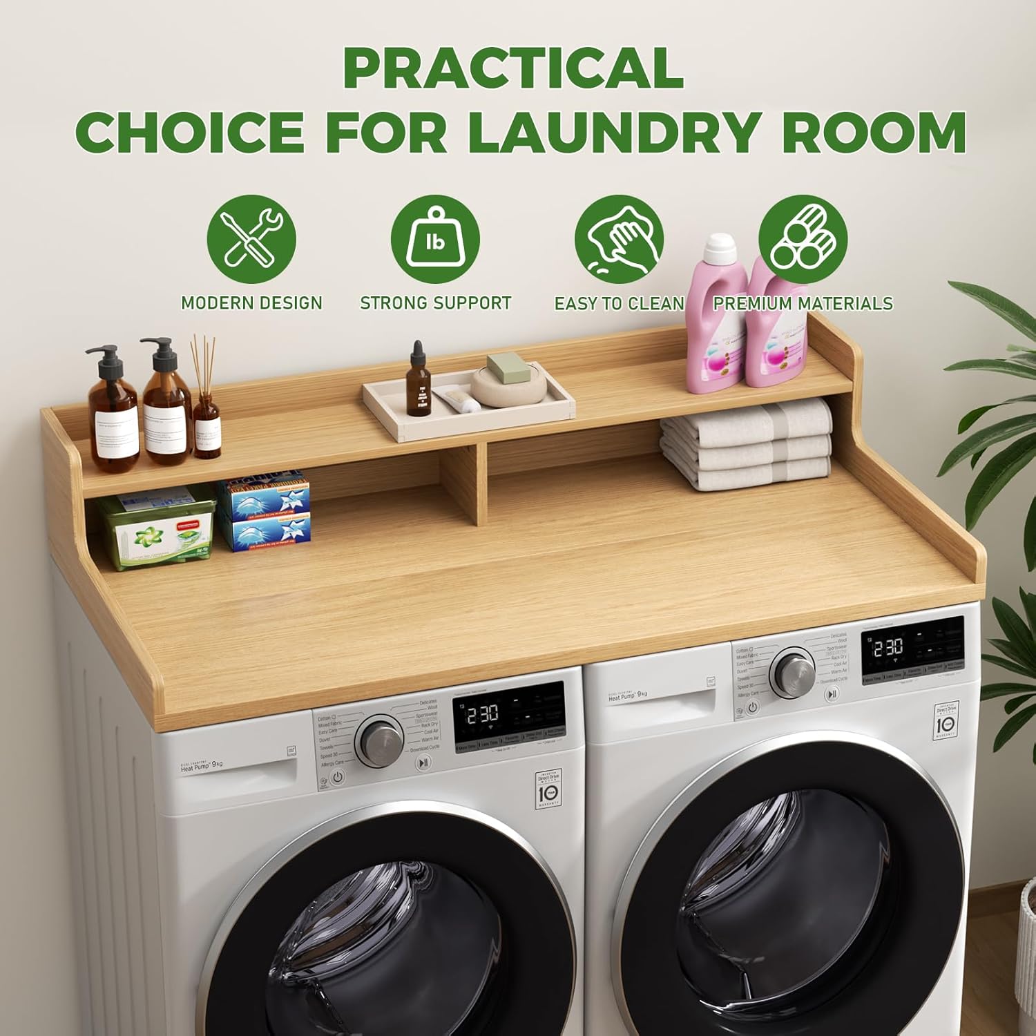 VOPEAK Washer and Dryer Countertop with Shelf, 2-Tier Washer Dryer Topper, 54