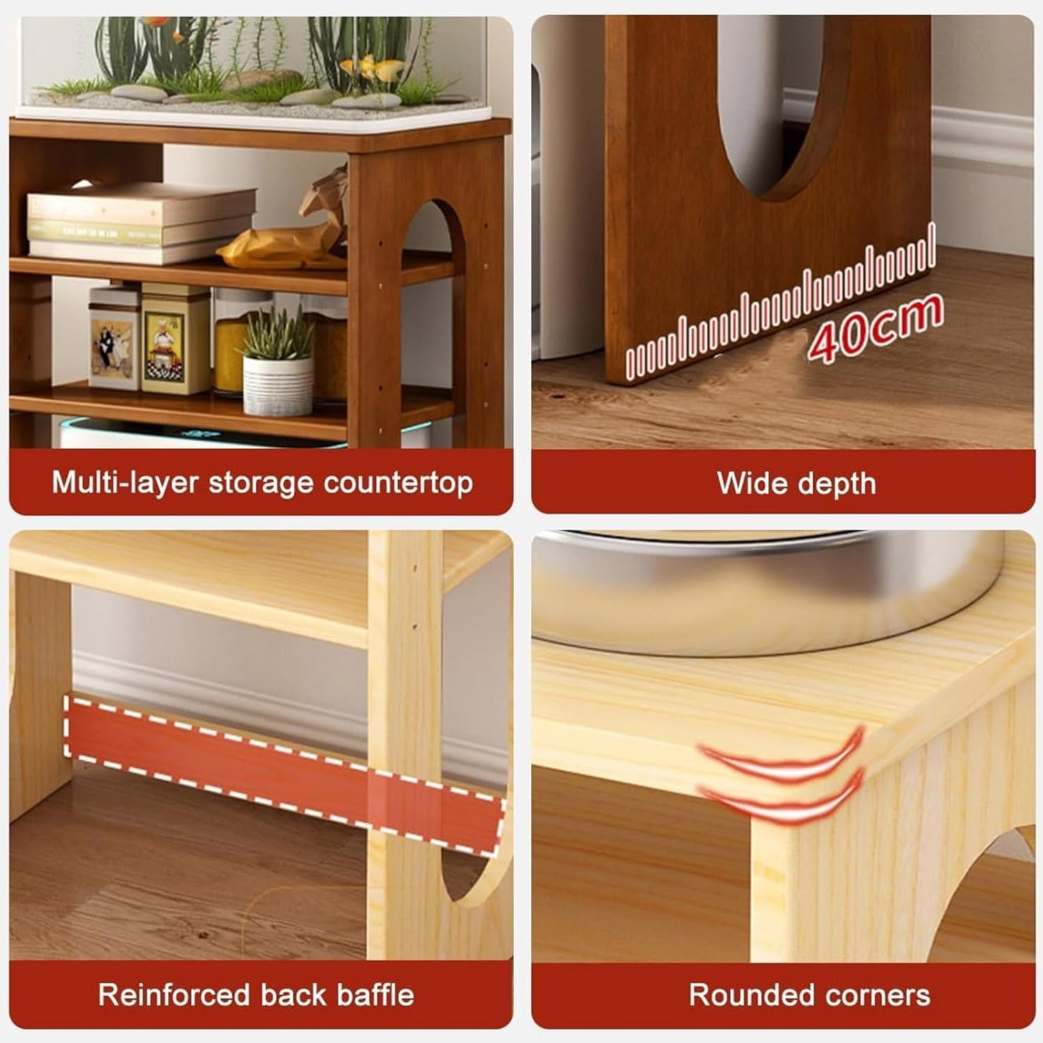 Robot Vacuum Hidden Storage Cabinet, Robot Vacuum Stand Cabinet, Wood Storage Rack Above The Sweeping Robot, Hidden Open Storage Shelves, Side Table Storage Cabinets(Natural,3-Tier)