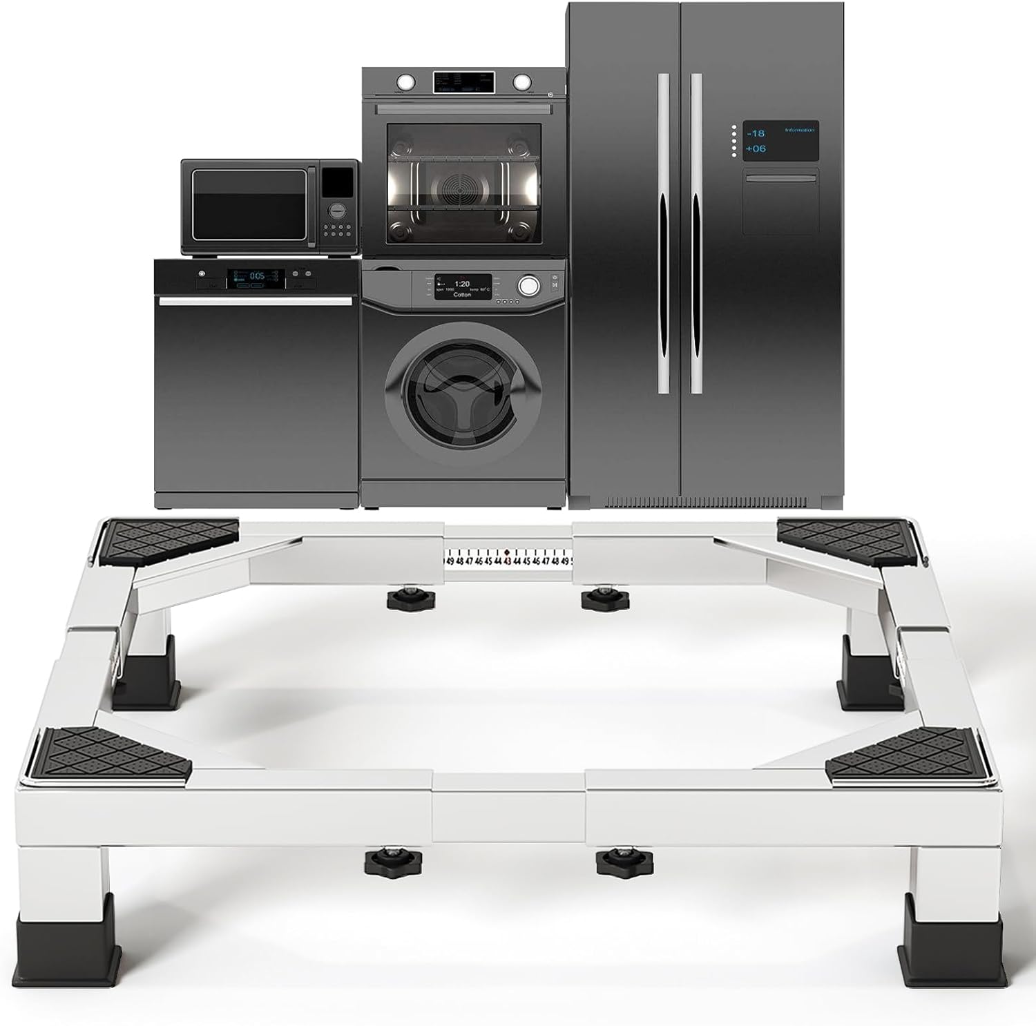 Heavy duty All Stainless Steel Mini Fridge Stand Washer and Dryer Stand with 4 Strong Feet Heavy Duty Washing Machine Stand Base&Appliance Universal Base（Large Stand）