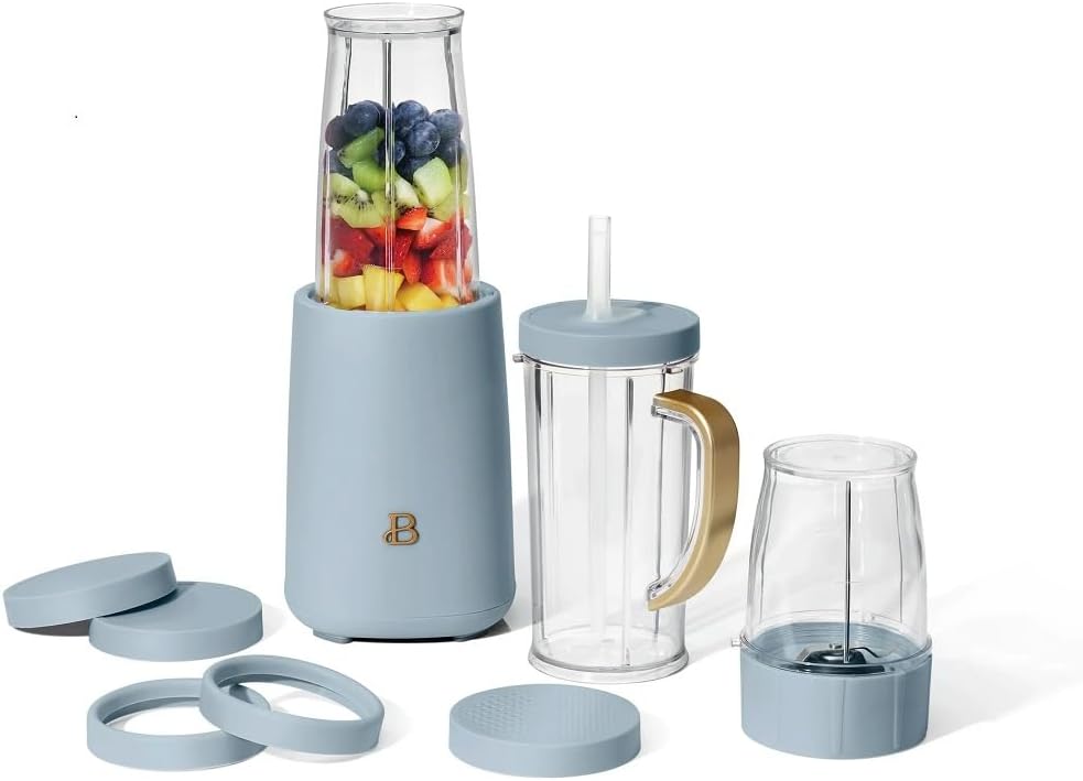 Beautiful Personal Blender Set with 12 Pieces, 240 W, Cornflower Blue by Drew Barrymore