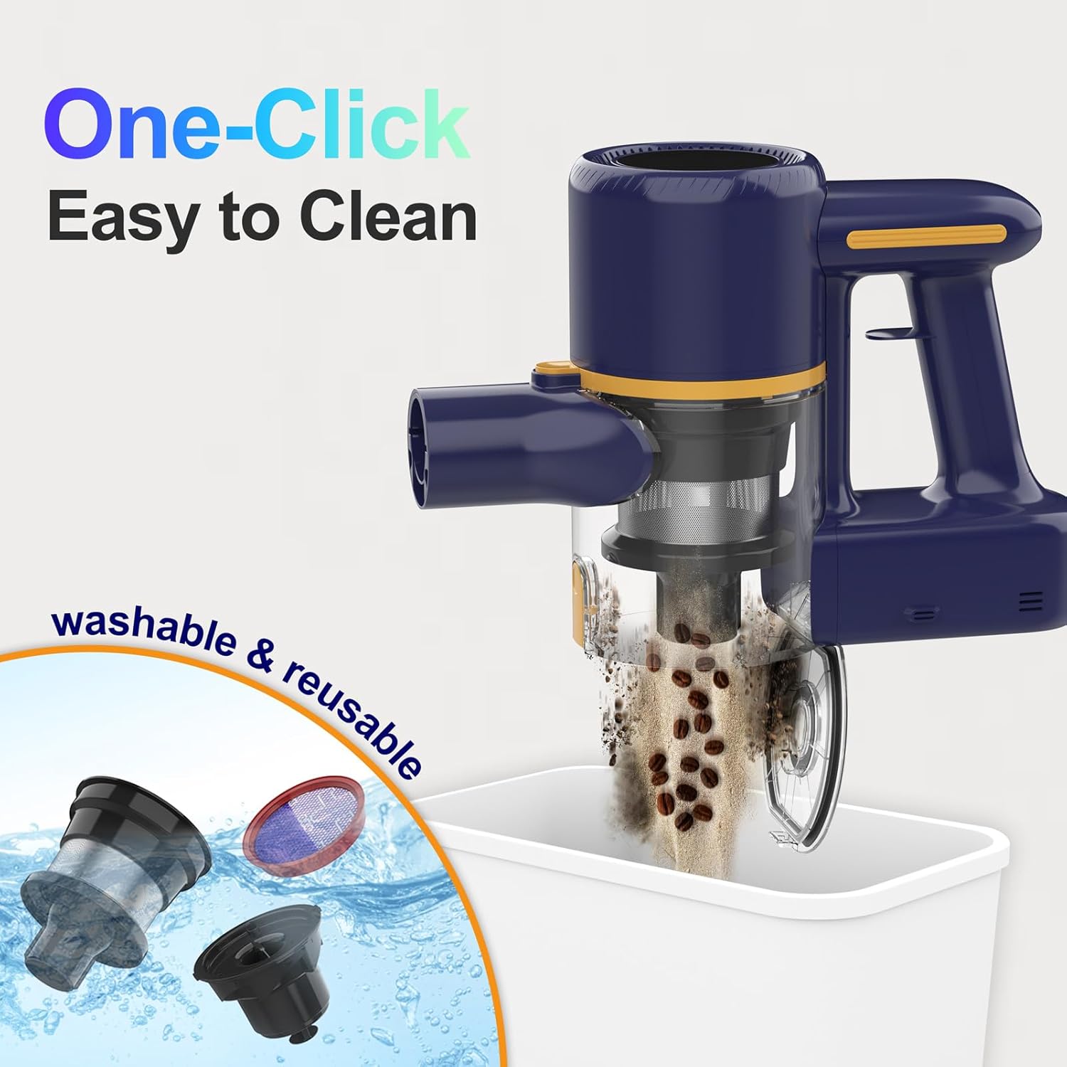 N7P Cordless Vacuum Cleaner, 6-in-1 Lightweight Stick Vacuum with Powerful Suction, 6-Cell 2200mAh Rechargeable Battery, Handheld Vacuum Cleaners for Pet Hair, Carpet, Floor (Blue)