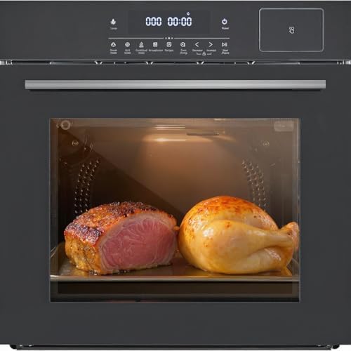 Wall Oven 24 Inch, 2.5 Cu.ft Built-in Single Convection Oven with Broil, Bake, Roast, LED Touch Control, Timer, Muti-Function Electric Wall Ovens for Kitchen Cabinetry, Black