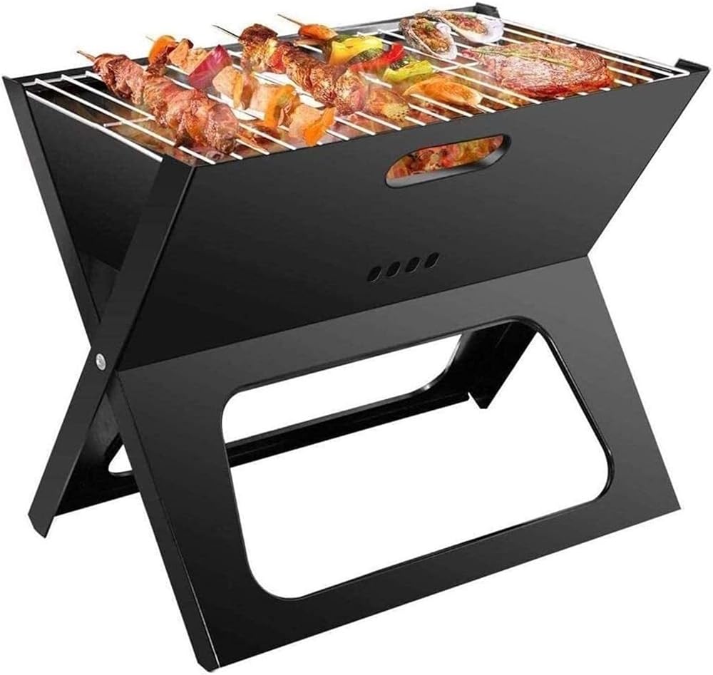 Fire Pits Outdoor Wood Burning Fire Pits Portable Charcoal Grill for Camping Cooking Stainless Steel Mini Folding Barbecue, Stove for Travel, Picnic, RV with Cover BBQ Cooking for Outside Camping