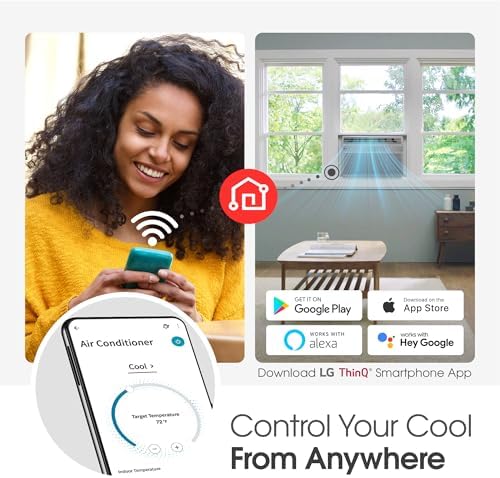 LG 6000 BTU Window Air Conditioner[2024 New] Remote Control, WiFi Enabled works with LG ThinQ, Alexa, Hey Google, Washable Filer Ultra-Quiet Cools Small Room up to 250 Sq.Ft AC Unit White LW6024RSMX