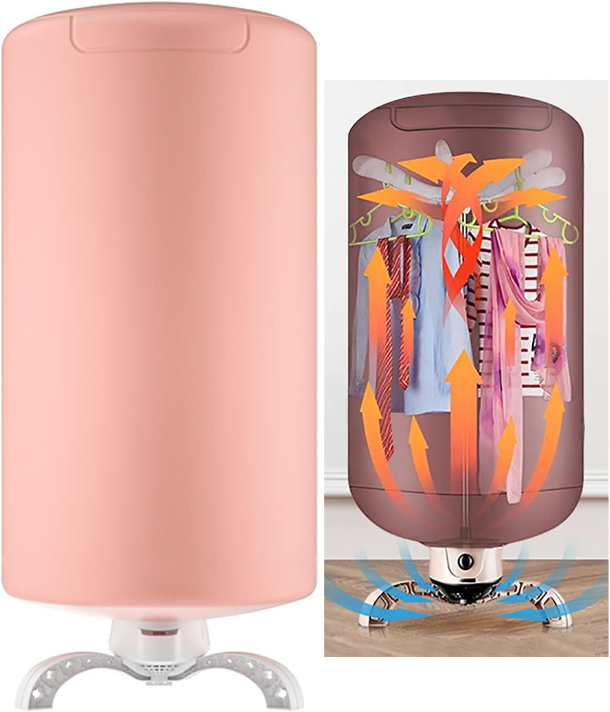 Indoor Electric Clothes Airer Drying, 360° Foldable Drying Rack, 0-240 Minutes Timing, 65℃ Automatic Thermostat, Carrying 15kg, 900W Fast Drying (Color : Pink)