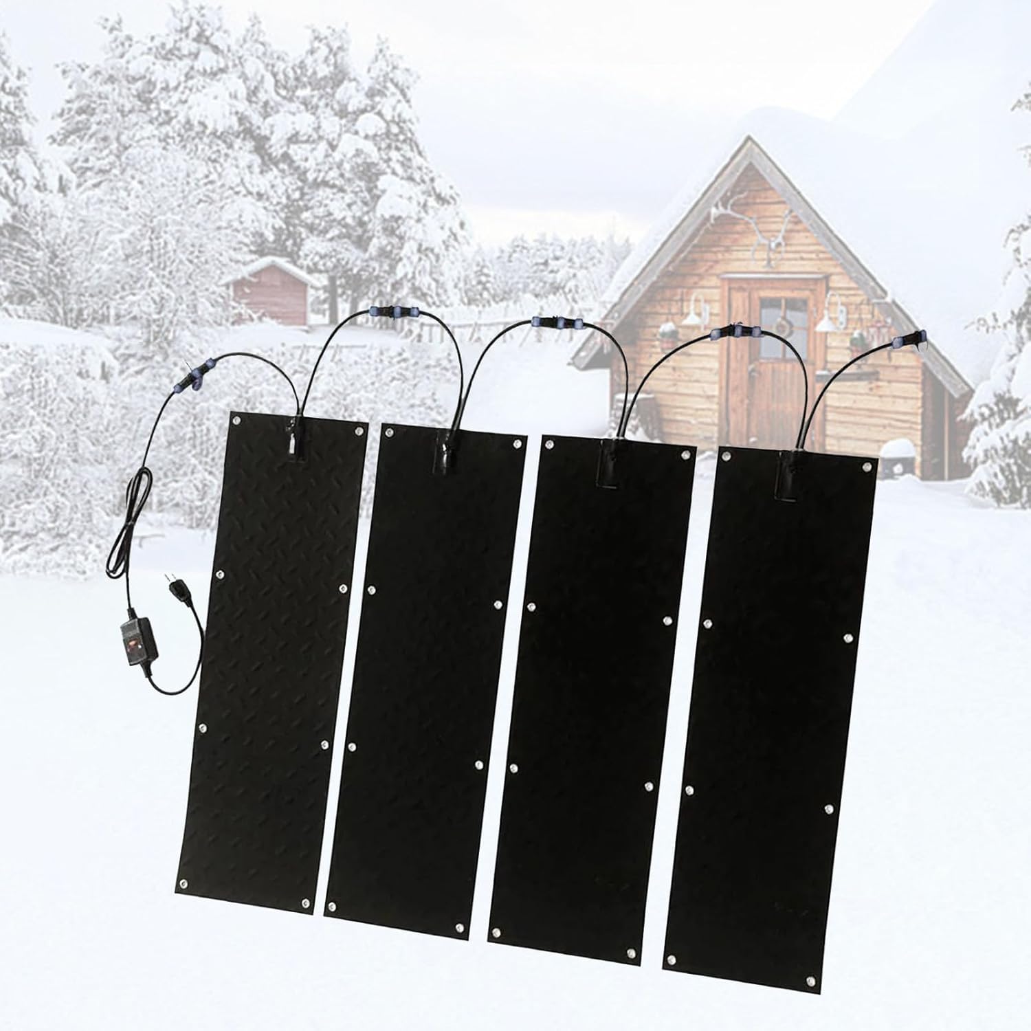 Snow Melting Mats for Stairs,Heated Snow Melting Mats for Entrances,3/4/5 pcs No-Slip Heating Stair Heating Mat Winter Walkways