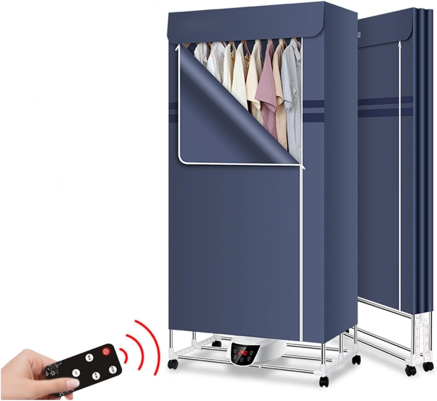 Apartment Clothes Dryer, Foldable Saving Time Indoor Heated Air Dryers, Clothes Drying with Airer Cover Included, Easy to Use (Color : Blue)