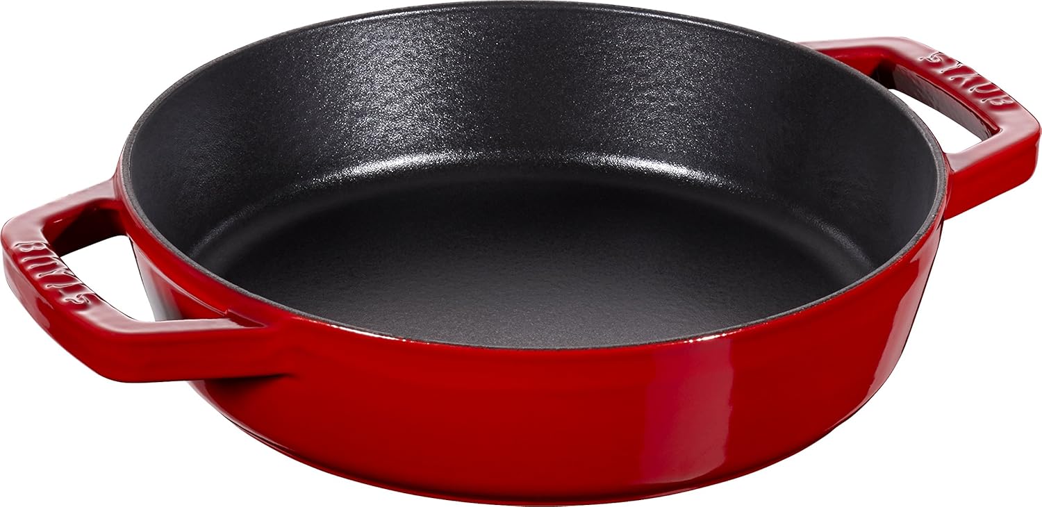 Staub 40511-661 Two-Handled Frying Pan, Cherry 7.9 inches (20 cm), Double Handle Frying Pan, Skillet, Double Handle, Enamel, Induction Compatible