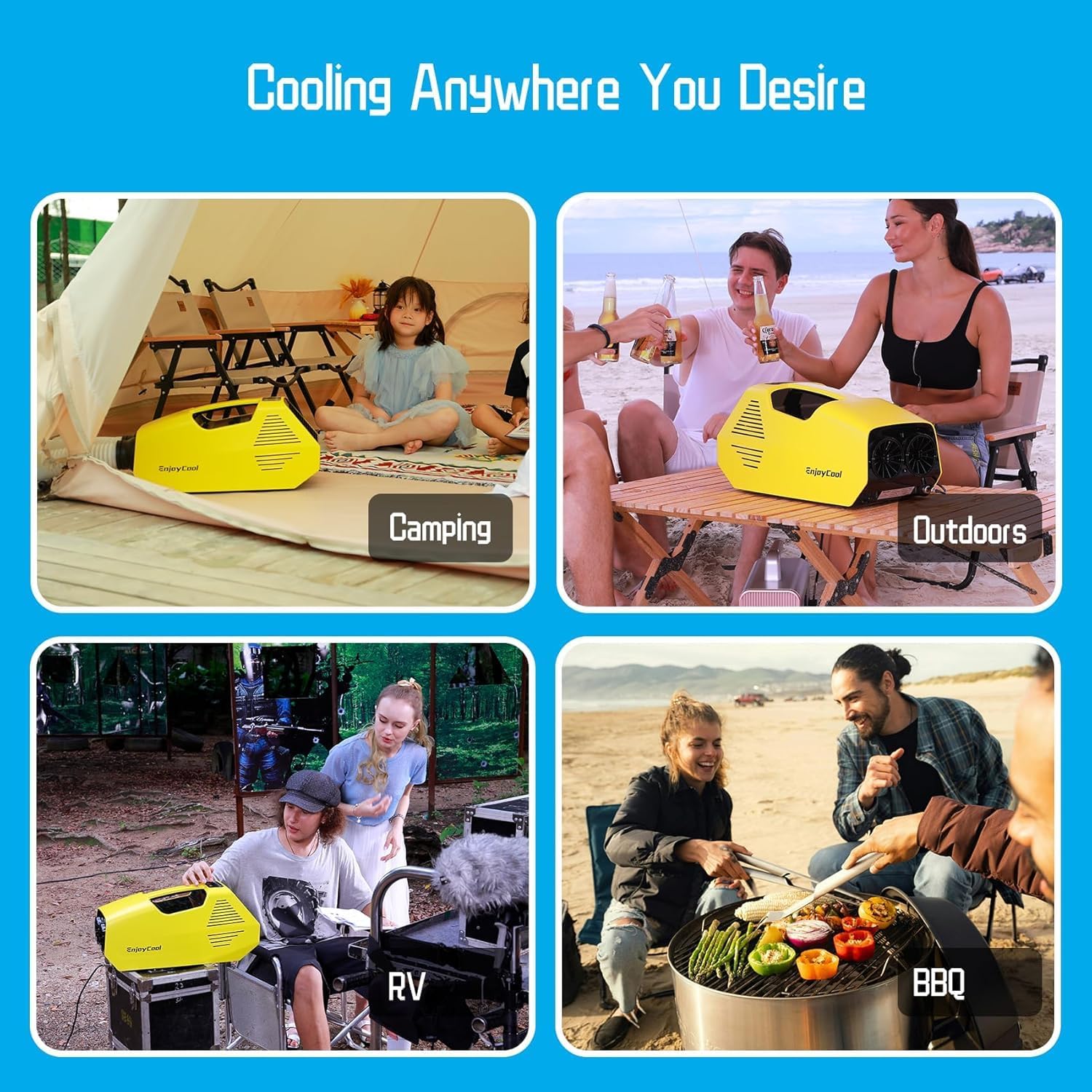 Portable Air Conditioner for Camping, 2380BTU Tent Air Conditioner for Camping 240W Camping Air Conditioner Low Power Consumption Indoor Outdoor for Tent Car Van Life (bule)