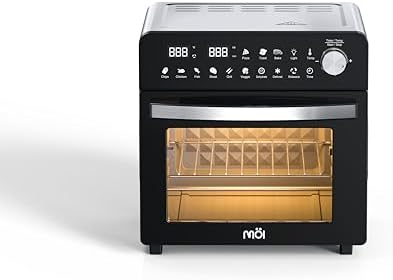 MOI 1500W Air Fryer Toaster Oven - Convection Toaster Oven Air Fryer Combo with 12 Presets - Countertop Ovens for Baking & Frying with Digital Display, Dual Heating, Rotisserie & Dehydrate Function