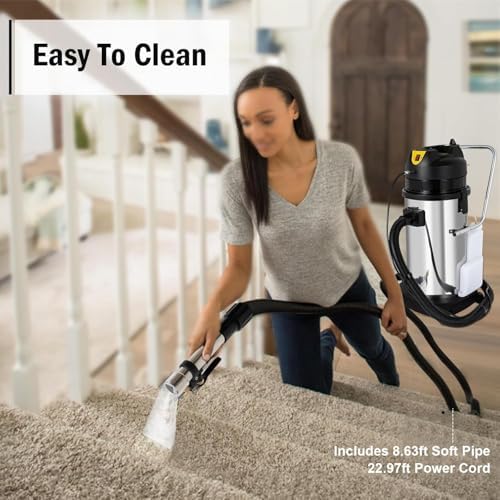 Portable Commercial Carpet Cleaning Machine - Vacuum Extractor & Shampooer for Sofas, Curtains, & Carpets - 60L Floor Scrubber & Dust Extractor for Home & Office