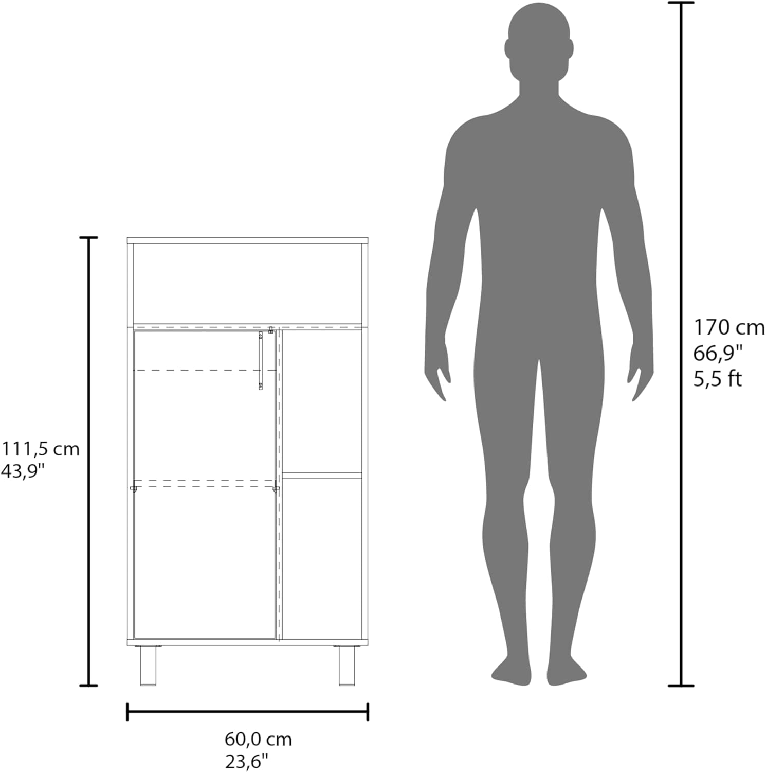 espidoo Bryce Base Cabinet White: Modern Compact Organizer with Door & Shelves - Sturdy Engineered Wood Storage for Kitchen & Laundry Room - Extra Prep Area & Appliance Space