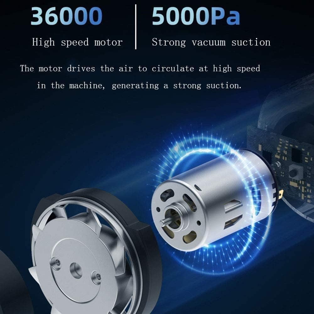 Cordless Handheld Vacuum Cleaner Rechargeable, with Display USB 2500Mah Rechargeable, 5000PA Suction Power, Multi-Functional Home/Office Cleaner Energy-Saving and Silent (Color : White)