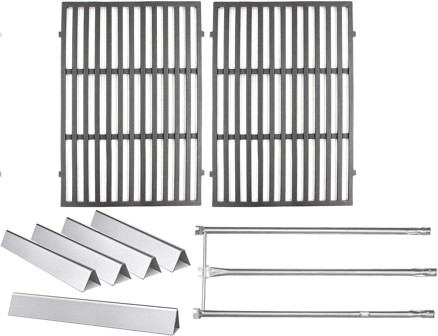 Hongso Grill Grates 7524, Stainless Steel Burner Tube Set 67722 Flavorizer Bars 7539 Bundle for Weber Genesis 300 Series E-310 E-320 EP-310 EP-320 S-310 S-320 (with Side Control Panel Only)