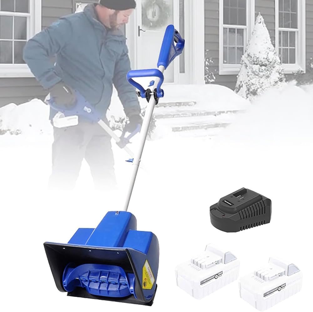 Electric Snow Blower, 28×18cm Outdoor Snow Clearing Artifact, Handheld Electric Snow Thrower, with 4.0Ah Li-ion Battery & Charger (2batteries)