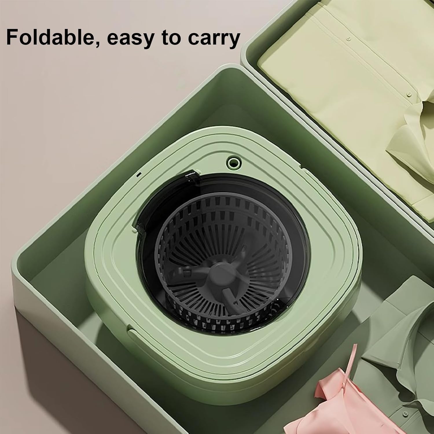 Portable Washing Machine, 15L Capacity Foldable Mini Washer with Drain Basket, Powerful Cleaning, for Underwear, Baby Clothes Socks And Small Items, Small Washer for Apartments, Dorm,RV(Purple)