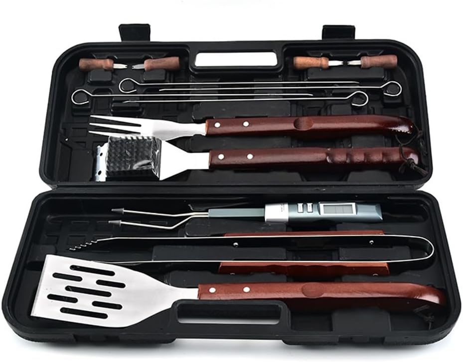 13-Piece Barbecue Tool Set,Outdoor Multi-Function Rack,Rubber Box to Store Tools,Steel Accessories