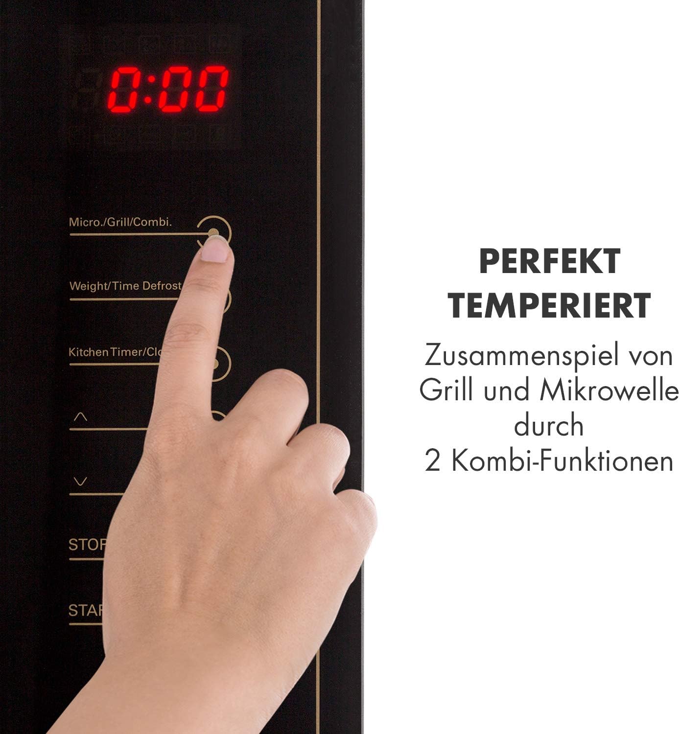 Klarstein Victoria 25 Built-in Microwave, Retro Design, 25L, 900W Microwave/1000W Grill Power, 2 Functions, Stainless Steel, Mounting Frame, Black