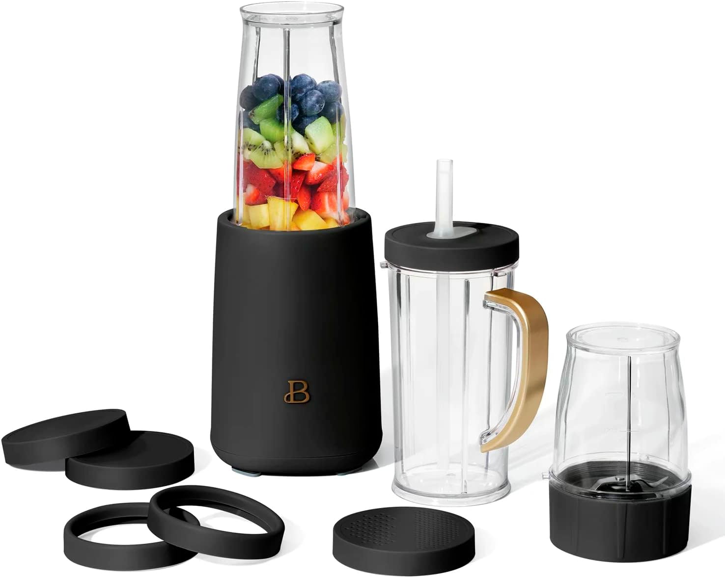 Beautiful Personal Blender, 12 Piece Set by Drew Barrymore (Black Sesame)