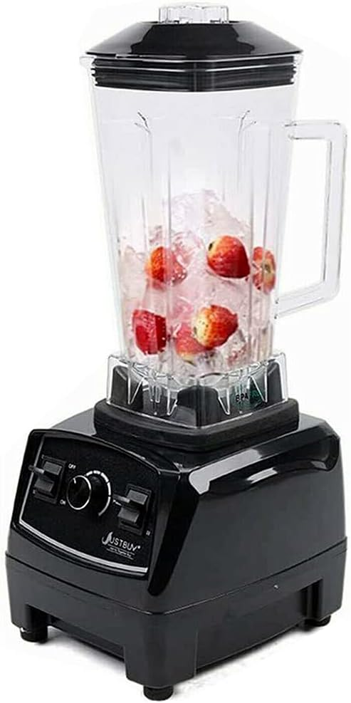 Smoothie Machine, Commercial Blender Multi-Function Blender Ultra-High Speed Operation with High-Grade Transparent Plastic Container, 2L, Red (Black)