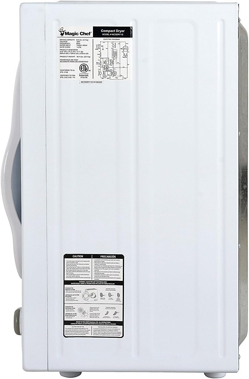 Magic Chef 2.6 Cu. Ft. Compact Electric Dryer, Portable Clothes Dryer is Perfect for Home or Apartment, White
