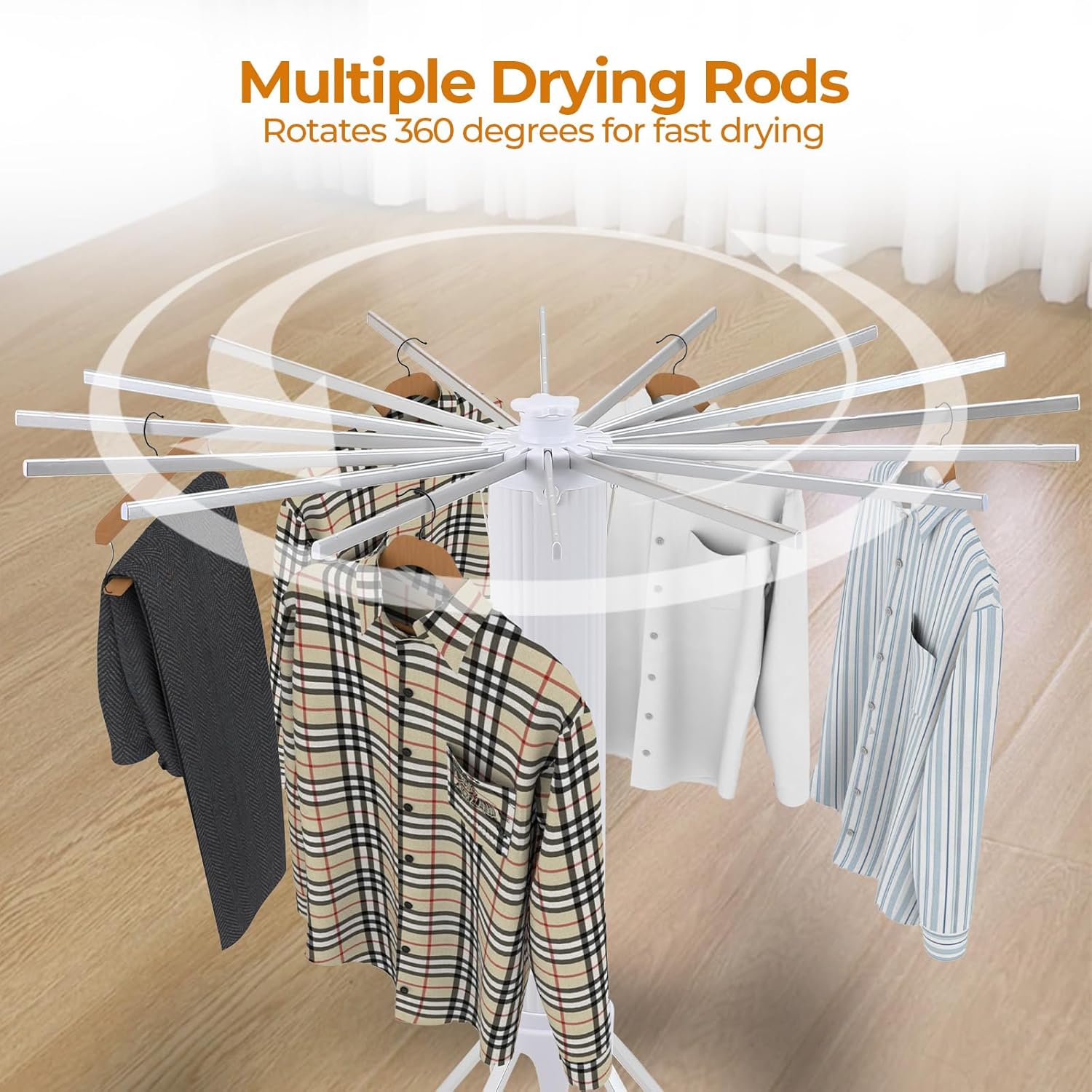 Dollate 4-Legged Clothes Drying Rack Foldable,2 Tier Portable and Collapsible Space Saving Laundry Drying Rack with 4 Pulleys,Aluminum Dry Rack for Clothes