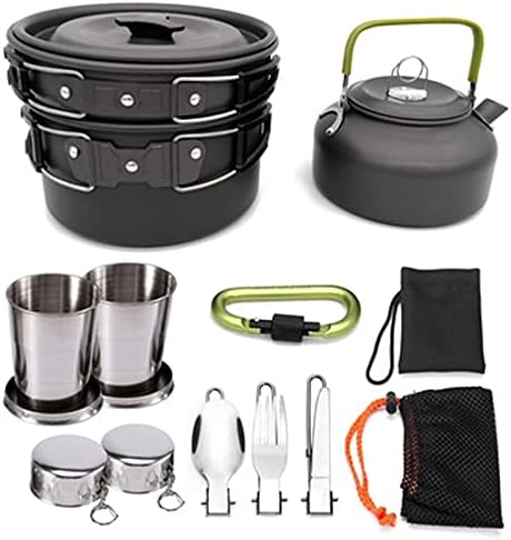 Camping Cookware Set, Portable Kitchen Utensil Kit, Kitchen Cooking With Folding Handle Travel Tableware Lightweight Bowls, Pot Pan Set For Family Outdoor Backpacking Hiking Picnic Camping BBQ