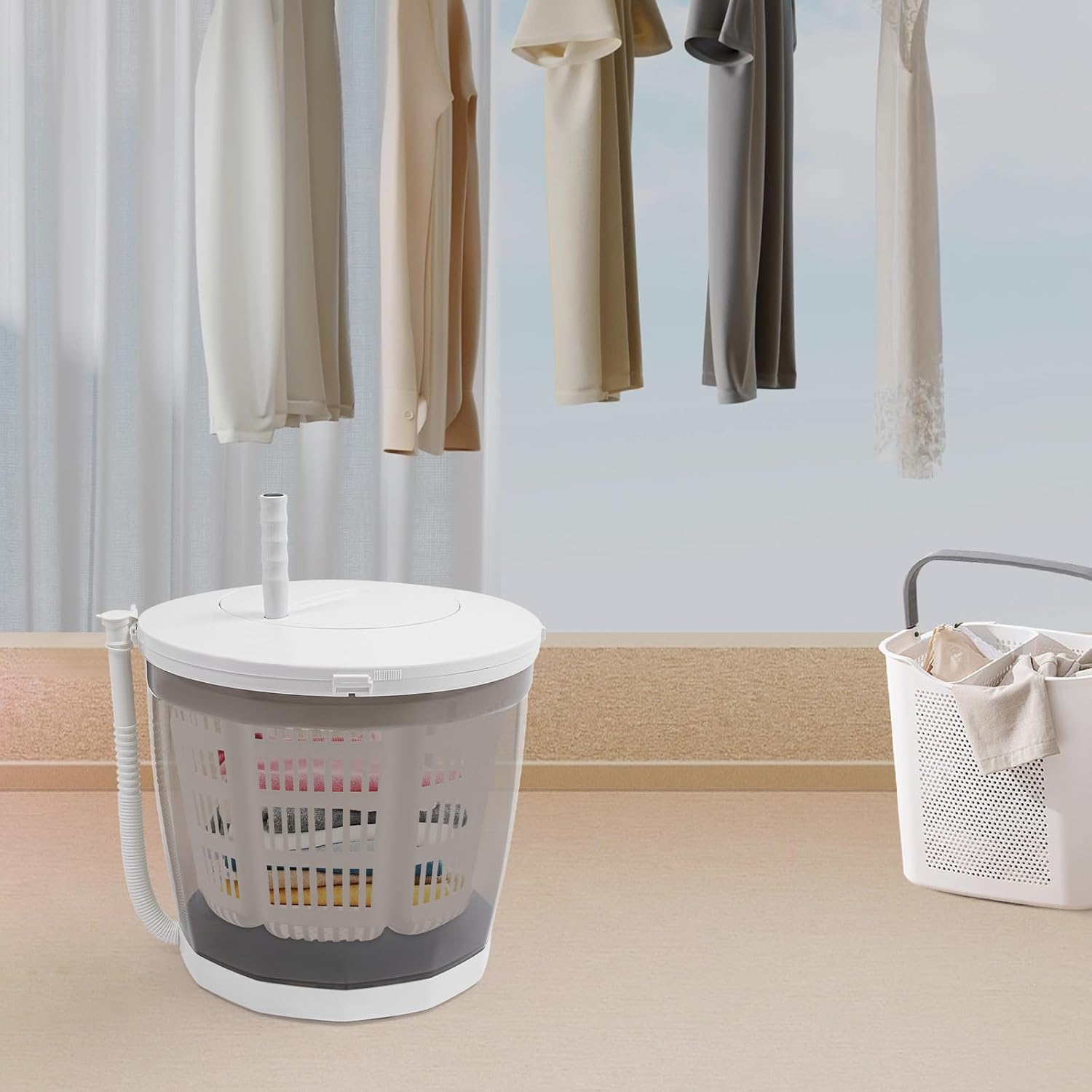 Bacocoo Mini Portable Washing Machine, 2 in 1 Non-Electric Washing Machine and Manual Clothes Spin Dryer, 4.41 lbs Compact Outdoor Washer Spin Dryer Suitable for Apartments, Dormitories, Hotels.(Grey)