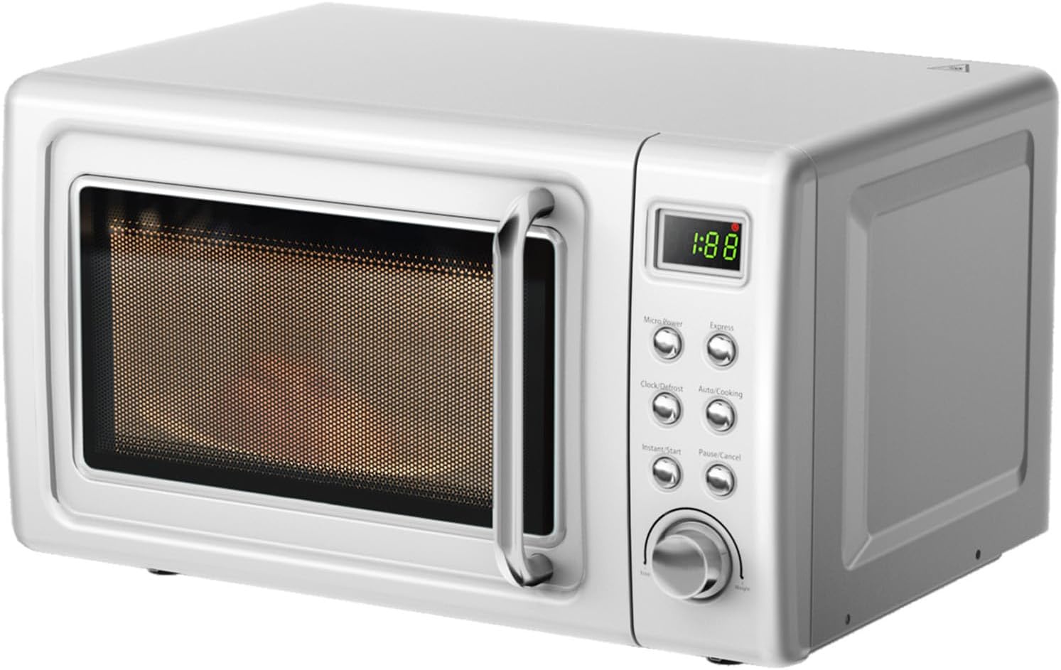 LDAILY 0.7Cu.ft Retro Small Microwave Oven, 700W Compact Countertop Microwave with 5 Power Levels, Auto Cooking Menus, Glass Turntable, Child Lock & Glass Turntable for Apartment, Dorm (White)