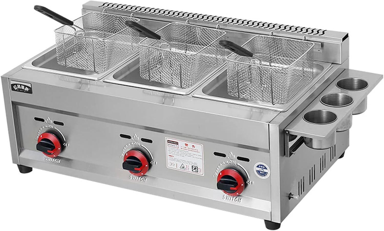 Professional Restaurant Commercial Gas Fryer, Stainless Steel Tabletop Double-slot Lpg Deep Fryer, Outdoor Gas Fryer With Frying Basket and Lid, Suitable for Outdoor Food Cooking In Home Kitchen