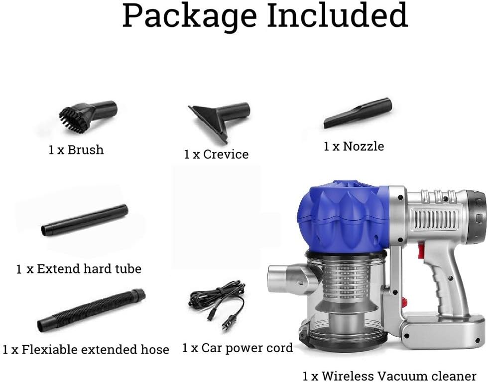 Hand Held Vacuum, 19000pa Strong Power Car Vacuum Cleaner Portable Handheld Cyclonic Wet/Dry Auto Portable Vacuums Cleaner (Color : Blue)